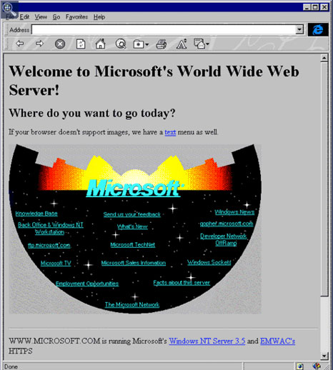 Microsoftの最初のWebサイト
